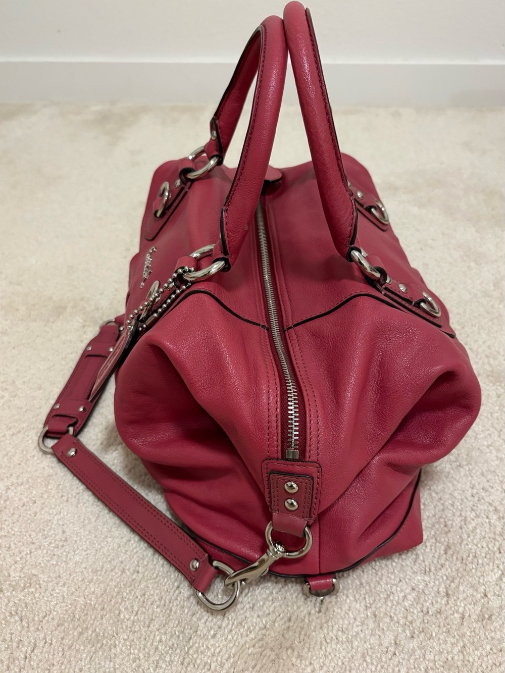 Vintage Coach Ashley Leather Raspberry Pink Satchel with Detachable Strap F15447 - Picture 3 of 7